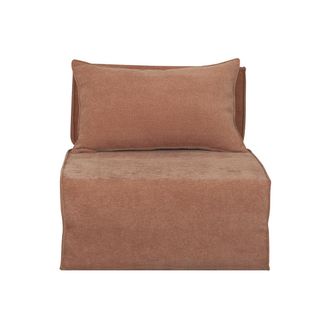 Miliboo Sill&oacute;n Cama De 1 Plaza De Tejido Efecto Aterciopelado Color Terracota Victor