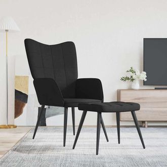 vidaXL Sill&oacute;n De Relax Con Reposapi&eacute;s Tela Negro Vidaxl
