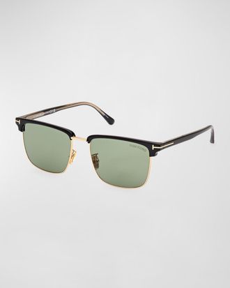 Tom Ford Men & apos;s FT0997-Hudson Half-Rim Square Sunglasses