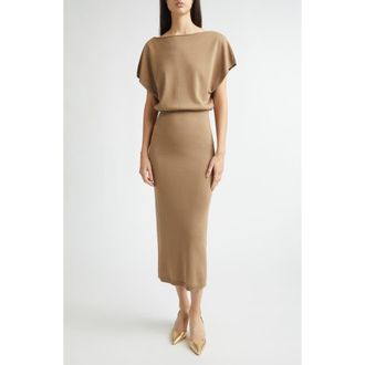 Lela Rose Slinky Blouson Sweater Dress in Mocha at Nordstrom, Size X-Small