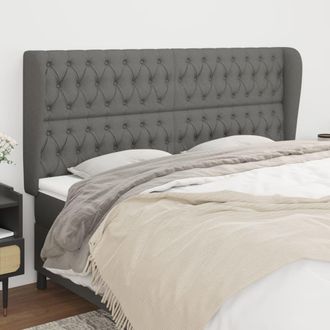 vidaXL Cabecero Con Orejas De Tela Gris Oscuro 183x23x118/128 Cm Vidaxl