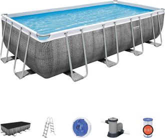 Bestway Piscina Desmontable Tubular Bestway Power Steel Rat&aacute;n 549x274x122 Cm Con Depuradora Cartucho 5.678 L/h Con Cobertor Y Escalera