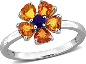 Mimi & Max Multi-Gem Floral Ring Sterling Silver