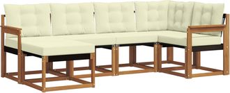 vidaXL Conjunto De Sof&aacute;s De Exterior 6 Uds. Natural Y Crema Vidaxl