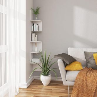 Woltu Woltu - Estante De Esquina Para Pared Estanter&iacute;a Flotantes De Madera Juego De 5 Alto 156cm A