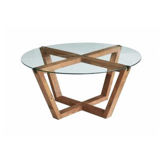 Dmora Mesa de caf&eacute; de madera nueces 75x75 h35 cm