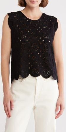 T Tahari Crochet Sweater Tank in Black at Nordstrom Rack, Size X-Small