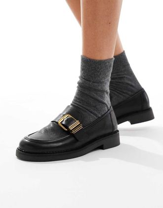 Aldo Kalya - Mocassini neri con fibbia dorata-Nero