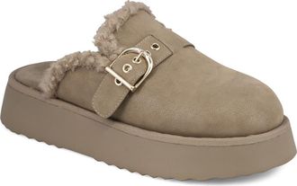 Mia Sugary Faux Shearling Platform Mule in Taupe at Nordstrom, Size 7.5