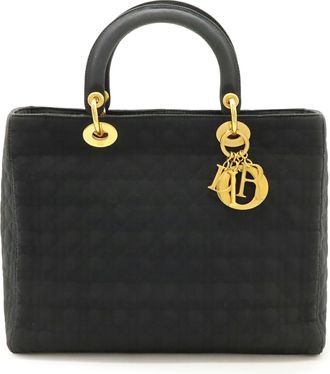 Dior Lady Dior Black Nylon Handbag Tote Bag (Pre-Owned)