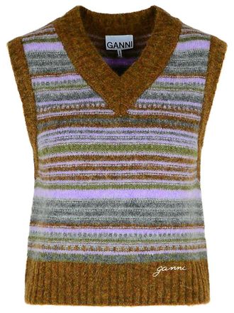 Ganni Green Alpaca Blend Vest