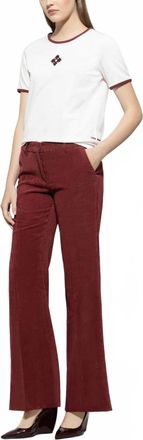 Luisa Cerano Womens Corduroy Pants In Berry Red