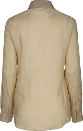Jacob Cohen Womens Studded Collar Shirt Beige Linen