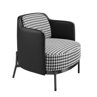 Angel Cerd&aacute; Black & White Fabric Armchair with Leatherette Back