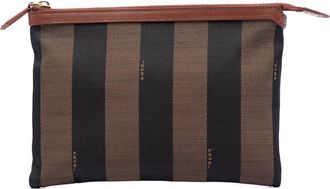 Fendi Pre-owned Fendi Pequin Canvas Clutch Ladies 8N0100-F85-138-2384