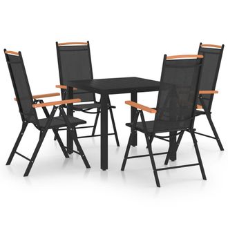 vidaXL Juego De Comedor De Jard&iacute;n 5 Piezas Aluminio Negro Vidaxl