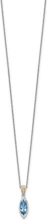 Diamond2Deal Sterling Silver with 14k Accent Marquise London Blue Topaz Pendant Necklace