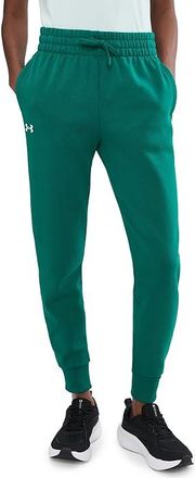 Under Armour Rival Fleece Joggers Womens Casual Pants Rack Green/White : LG (US 12-14) R, Cotton/Polyester