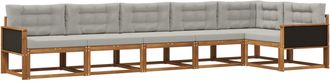 vidaXL Conjunto De Sof&aacute;s De Exterior 6 Uds. Natural Y Gris Claro Vidaxl