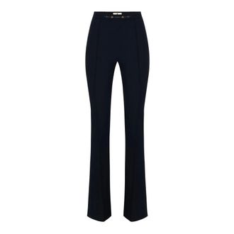 Elisabetta Franchi Broek van dubbellaagse stretchcr&ecirc;pe - Dames - Broeken - Blauw - Maat: XL