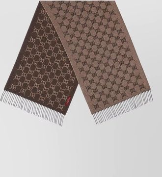 Gucci canvas signature lux scarf fringed edges