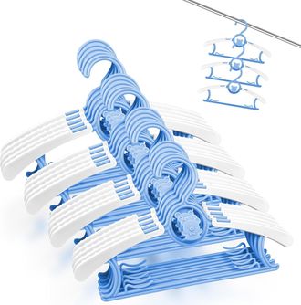 OEM Juego De 20 Perchas Infantiles De Pl&aacute;stico Extensibles Con Ganchos Apilables En Forma De Oso, Antideslizantes, Para Ropa De Beb&eacute; Y Armario Infantil (a