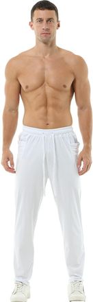 Hoerev Mens Running Trousers Casual Jogging Harem Cotton Pants, White, 36W x Regular