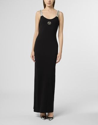 Philipp Plein Long Tank Dress Strass Hexagon Women in Black at Nordstrom, Size X-Large