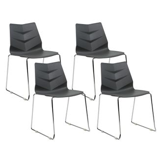 Beliani Beliani - Conjunto De 4 Sillas Patas De Acero Pl&aacute;stico Apilables Tapas Sin Reposabrazos Sillas De Conferencia Dise&ntilde;o Escandinavo Moderno Comedor Gris 