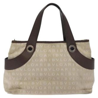 Bulgari Tweedehands Canvas handtassen - Dames - Pre-owned - Beige - Maat: ONE Size Leer
