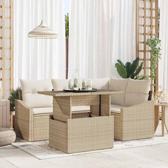 vidaXL Vidaxl - Set Divano Da Giardino 5 Pcs Beige, Crema 100 X 55 X 73 Cm