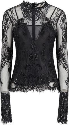 Blumarine Blusa Pizzo Ricamato - Dames - Blouses - Zwart - M - Overhemden