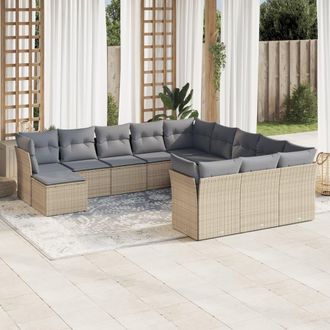 vidaXL Set De Sof&aacute;s De Jard&iacute;n 12 Pzas Y Cojines Rat&aacute;n Sint&eacute;tico Marr&oacute;n Vidaxl