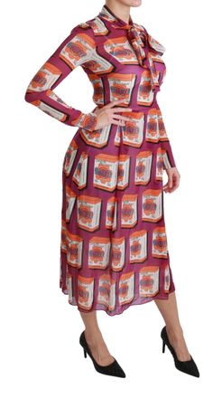 Dolce & Gabbana Womens Silk Bellezza Print Dress Purple Elastane