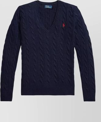 Polo Ralph Lauren wool cashmere cable-knit v-neck long-sleeve sweater
