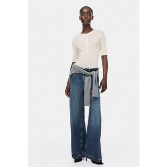 H&M Pima Cotton Top in Light Beige at Nordstrom, Size X-Small