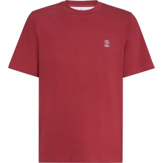 Brunello Cucinelli Jersey T-shirt with logo in Cherry at Nordstrom, Size Xxx-Large Eu