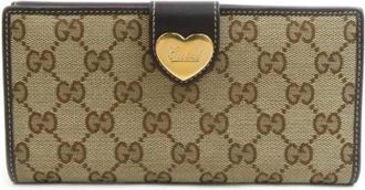 Gucci Pre-owned Canvas wallets - Dames - Vintage Accessoires - Bruin - ONE Size - Vintage