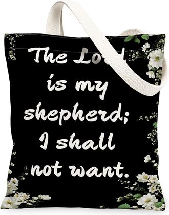 Generic Black Floral Canvas Tote Bags, Elegant Flower Design Reusable Grocery Bags, Vintage Lightweight Washable Shoulder Strap Can, Black, 13x15 Inch