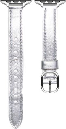 Posh Tech Carmen Skinny Metallic Leather Apple Watch Watchband in Silver at Nordstrom