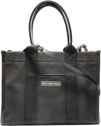 Balenciaga Black Canvas Shoulder Bag Tote Bag (Pre-Owned)