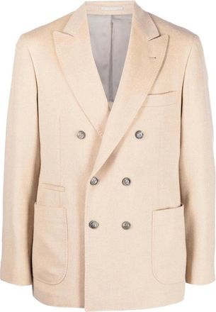 Brunello Cucinelli Wollen Jas - Heren - Blazers - Beige - L - Wol - Jassen