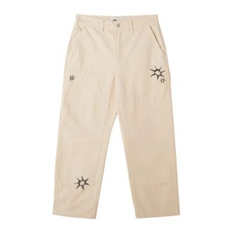 Obey Straight Trousers, male, White, Size: W33 Big Timer Printed Carpenter Pant