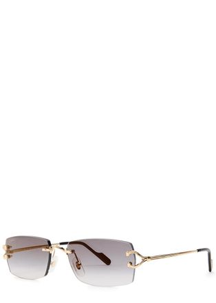 Cartier Cartier Rimless Rectangle-frame Sunglasses - Grey - One Size