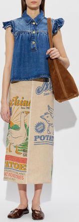 Ganni Denim Top, Womens, Navy Blue