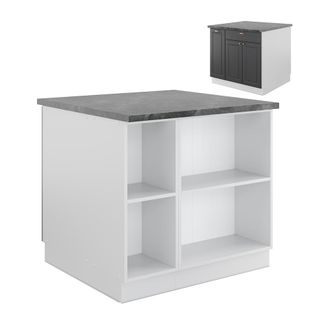 Vicco Isla De Cocina Fame-line, Antracita-oro/blanco, 90 Cm Con Caj&oacute;n, Sin Encimera, Vicco