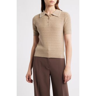 Elie Tahari The Stevie Cashmere Polo Sweater in Camel Crown Beige at Nordstrom Rack, Size X-Small