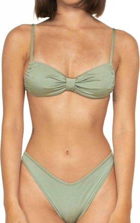 Montce Swim Binded Thong Bikini Bottom In Sage Green Rib