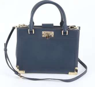 Michael Kors Navy Leather Handbag Shoulder Bag Tote Bag (Pre-Owned)