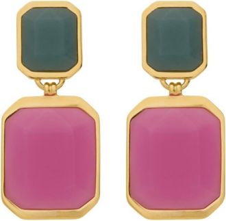 Saint Laurent Metal and Resin Octagon Earrings
